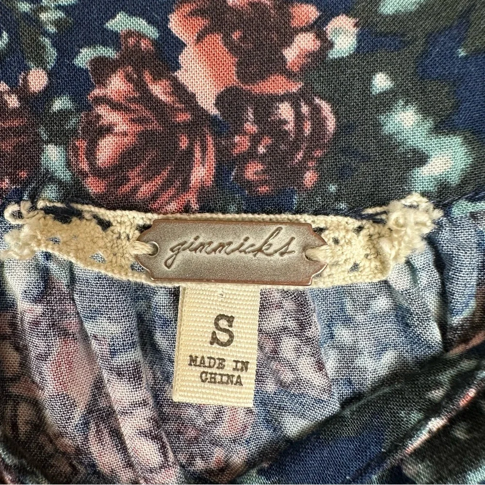 Gimmicks Floral Oversized 3/4‎ Sleeve Peasant Shirt Boho Cottagecore